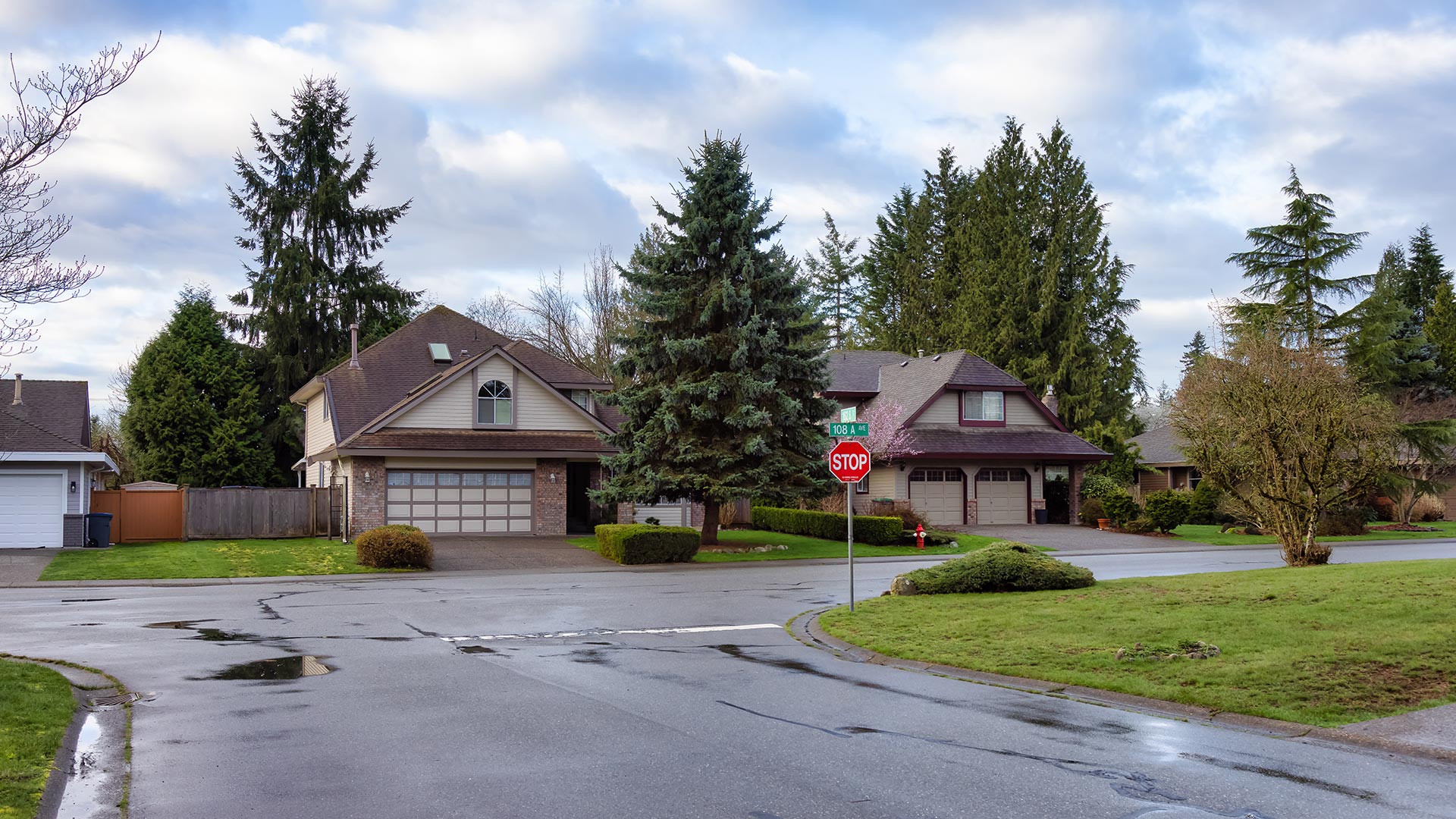 two houses on a street in Canada